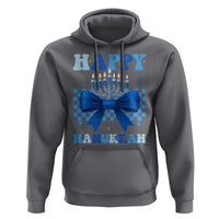 Coquette Hanukkah Hoodie Jewish Menorah Bow Girls - Wonder Print Shop