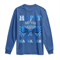 Coquette Hanukkah Long Sleeve Shirt Jewish Menorah Bow Girls - Wonder Print Shop