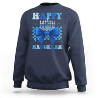 Coquette Hanukkah Sweatshirt Jewish Menorah Bow Girls - Wonder Print Shop
