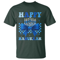 Coquette Hanukkah T Shirt Jewish Menorah Bow Girls - Wonder Print Shop