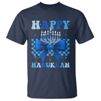 Coquette Hanukkah T Shirt Jewish Menorah Bow Girls - Wonder Print Shop