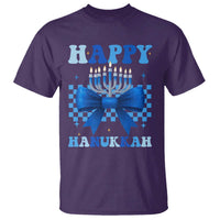 Coquette Hanukkah T Shirt Jewish Menorah Bow Girls - Wonder Print Shop