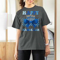 Coquette Hanukkah T Shirt For Women Jewish Menorah Bow Girls - Wonder Print Shop