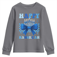 Coquette Hanukkah Youth Sweatshirt Jewish Menorah Bow Girls - Wonder Print Shop