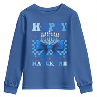 Coquette Hanukkah Youth Sweatshirt Jewish Menorah Bow Girls - Wonder Print Shop