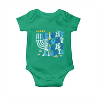 Happy Hanukkah Baby Onesie Retro Groovy Eight Nights and Eight Lights - Wonder Print Shop