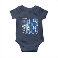 Happy Hanukkah Baby Onesie Retro Groovy Eight Nights and Eight Lights - Wonder Print Shop