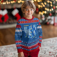 Happy Hanukkah Hanukkah Ugly Sweater Retro Groovy Eight Nights and Eight Lights - Wonder Print Shop