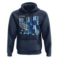 Happy Hanukkah Hoodie Retro Groovy Eight Nights and Eight Lights - Wonder Print Shop