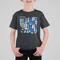 Happy Hanukkah T Shirt For Kid Retro Groovy Eight Nights and Eight Lights - Wonder Print Shop