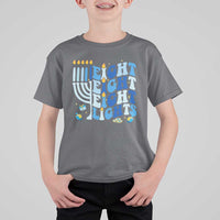 Happy Hanukkah T Shirt For Kid Retro Groovy Eight Nights and Eight Lights - Wonder Print Shop