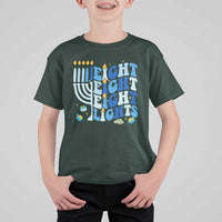 Happy Hanukkah T Shirt For Kid Retro Groovy Eight Nights and Eight Lights - Wonder Print Shop
