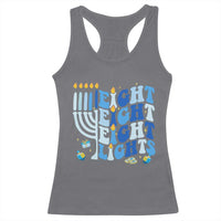 Happy Hanukkah Racerback Tank Top Retro Groovy Eight Nights and Eight Lights - Wonder Print Shop