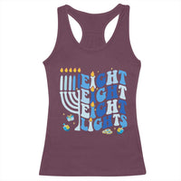 Happy Hanukkah Racerback Tank Top Retro Groovy Eight Nights and Eight Lights - Wonder Print Shop
