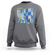 Happy Hanukkah Sweatshirt Retro Groovy Eight Nights and Eight Lights - Wonder Print Shop