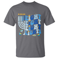 Happy Hanukkah T Shirt Retro Groovy Eight Nights and Eight Lights - Wonder Print Shop