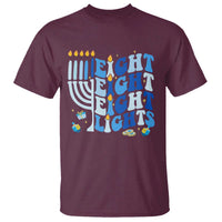 Happy Hanukkah T Shirt Retro Groovy Eight Nights and Eight Lights - Wonder Print Shop
