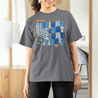 Happy Hanukkah T Shirt For Women Retro Groovy Eight Nights and Eight Lights - Wonder Print Shop