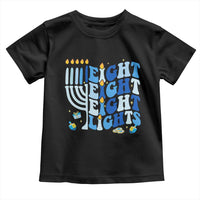 Happy Hanukkah Toddler T Shirt Retro Groovy Eight Nights and Eight Lights - Wonder Print Shop