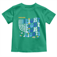 Happy Hanukkah Toddler T Shirt Retro Groovy Eight Nights and Eight Lights - Wonder Print Shop