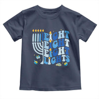 Happy Hanukkah Toddler T Shirt Retro Groovy Eight Nights and Eight Lights - Wonder Print Shop