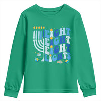 Happy Hanukkah Youth Sweatshirt Retro Groovy Eight Nights and Eight Lights - Wonder Print Shop