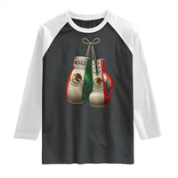 Mexican Boxing Gloves Raglan Shirt Retro Vintage Mexico Flag Boxer