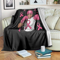 Black Women Fight Breast Cancer Awareness Throw Blanket Pink Ribbon African American