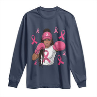 Black Women Fight Breast Cancer Awareness Long Sleeve Shirt Pink Ribbon African American