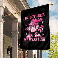 Baseball Breast Cancer Garden Flag In October We Wear Pink Baseball Drip