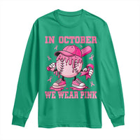 Baseball Breast Cancer Long Sleeve Shirt In October We Wear Pink Baseball Drip