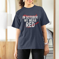 In October We Wear Red T Shirt For Women Philadelphia Baseball Phillies - Wonder Print Shop