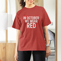 In October We Wear Red T Shirt For Women Philadelphia Baseball Phillies - Wonder Print Shop