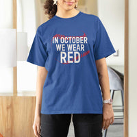 In October We Wear Red T Shirt For Women Philadelphia Baseball Phillies - Wonder Print Shop