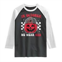 Red October Halloween Raglan Shirt Vintage Philadelphia Baseball Fan Jackolantern Pumpkin - Wonder Print Shop