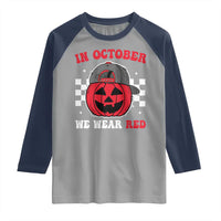 Red October Halloween Raglan Shirt Vintage Philadelphia Baseball Fan Jackolantern Pumpkin - Wonder Print Shop