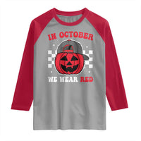 Red October Halloween Raglan Shirt Vintage Philadelphia Baseball Fan Jackolantern Pumpkin - Wonder Print Shop