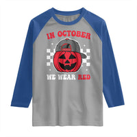 Red October Halloween Raglan Shirt Vintage Philadelphia Baseball Fan Jackolantern Pumpkin - Wonder Print Shop