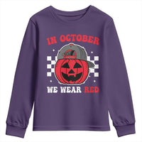 Red October Halloween Youth Sweatshirt Vintage Philadelphia Baseball Fan Jackolantern Pumpkin - Wonder Print Shop
