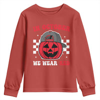 Red October Halloween Youth Sweatshirt Vintage Philadelphia Baseball Fan Jackolantern Pumpkin - Wonder Print Shop