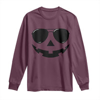 Pumpkin Face Long Sleeve Shirt Vintage Jack o Lantern Jackolantern Spooky Season Halloween - Wonder Print Shop