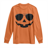 Pumpkin Face Long Sleeve Shirt Vintage Jack o Lantern Jackolantern Spooky Season Halloween - Wonder Print Shop