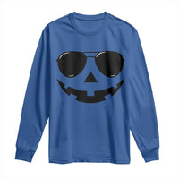 Pumpkin Face Long Sleeve Shirt Vintage Jack o Lantern Jackolantern Spooky Season Halloween - Wonder Print Shop