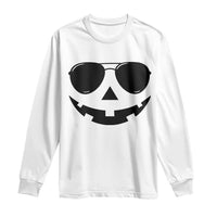 Pumpkin Face Long Sleeve Shirt Vintage Jack o Lantern Jackolantern Spooky Season Halloween - Wonder Print Shop