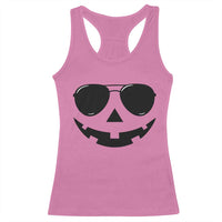 Pumpkin Face Racerback Tank Top Vintage Jack o Lantern Jackolantern Spooky Season Halloween - Wonder Print Shop