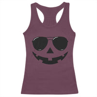 Pumpkin Face Racerback Tank Top Vintage Jack o Lantern Jackolantern Spooky Season Halloween - Wonder Print Shop