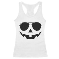 Pumpkin Face Racerback Tank Top Vintage Jack o Lantern Jackolantern Spooky Season Halloween - Wonder Print Shop