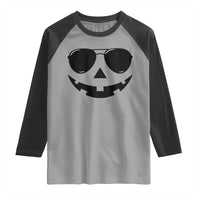 Pumpkin Face Raglan Shirt Vintage Jack o Lantern Jackolantern Spooky Season Halloween - Wonder Print Shop