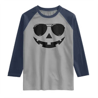 Pumpkin Face Raglan Shirt Vintage Jack o Lantern Jackolantern Spooky Season Halloween - Wonder Print Shop