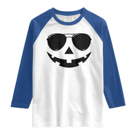 Pumpkin Face Raglan Shirt Vintage Jack o Lantern Jackolantern Spooky Season Halloween - Wonder Print Shop